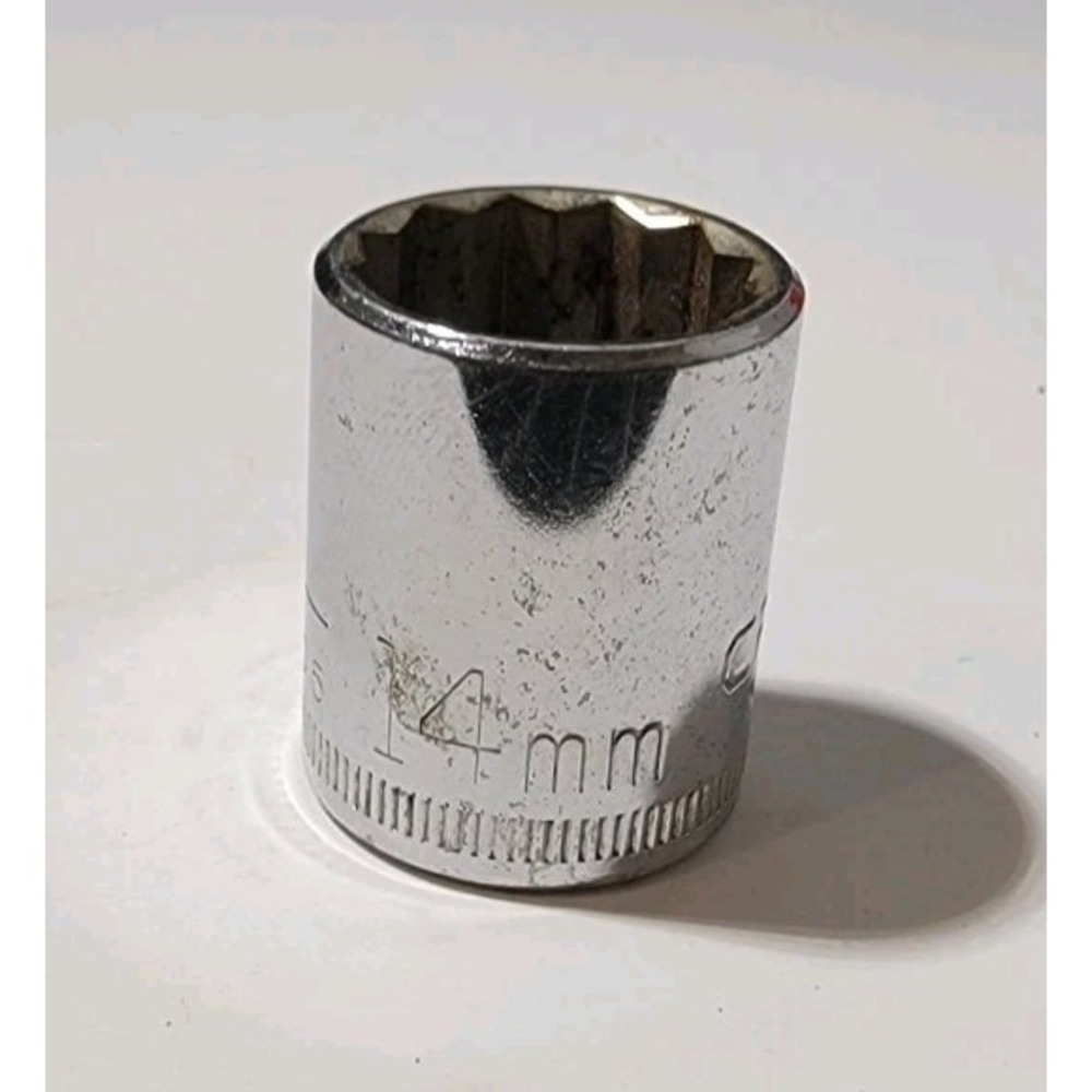 Vintage Craftsman 14mm Socket 3/8" Drive 12 Pt Shallow Socket G2 #44305 USA